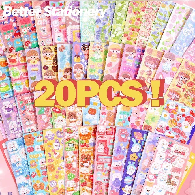 Kawaii Laser Sticker Pack for Scrapbooking and DIY Crafts