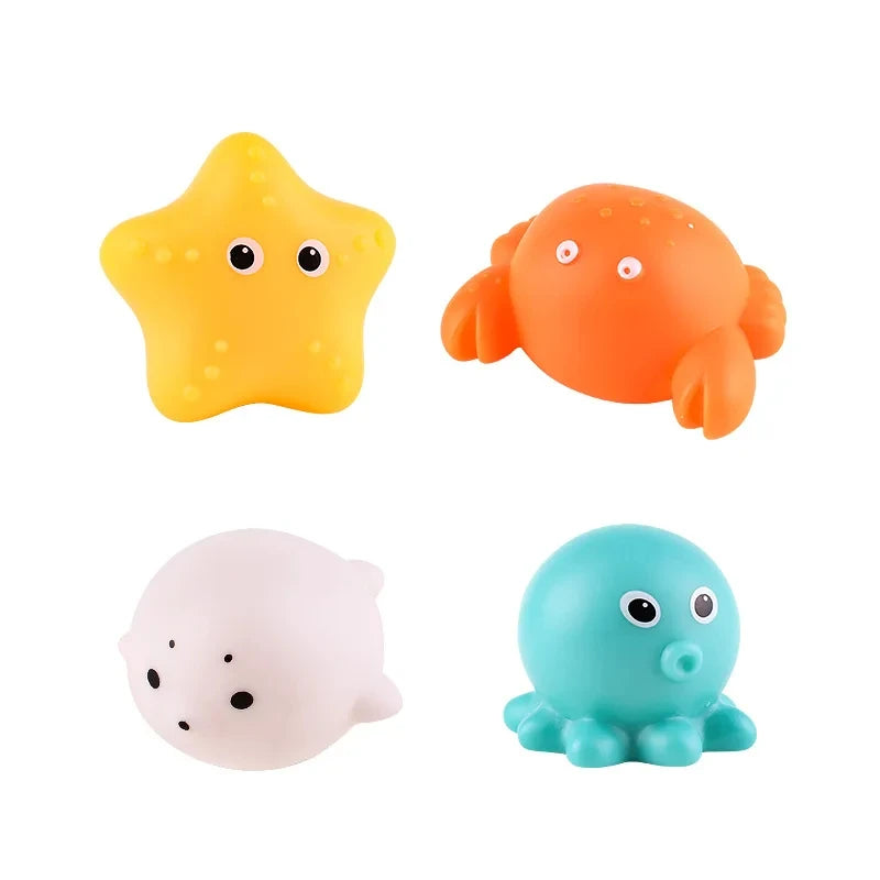 Glow-in-the-Dark Animal Bath Toy Set with Floating Net