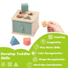 Montessori 4-in-1 Wooden Color Sorting & Shape Matching Box for Toddlers
