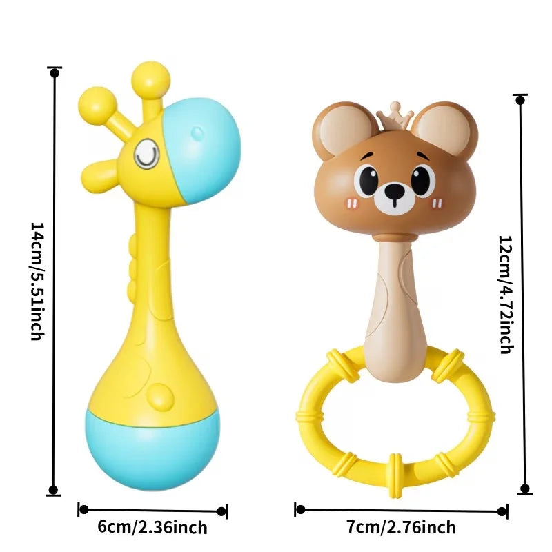 Cute Animal Baby Rattle with Soothing Sounds – Montessori Teether Toy for Newborns