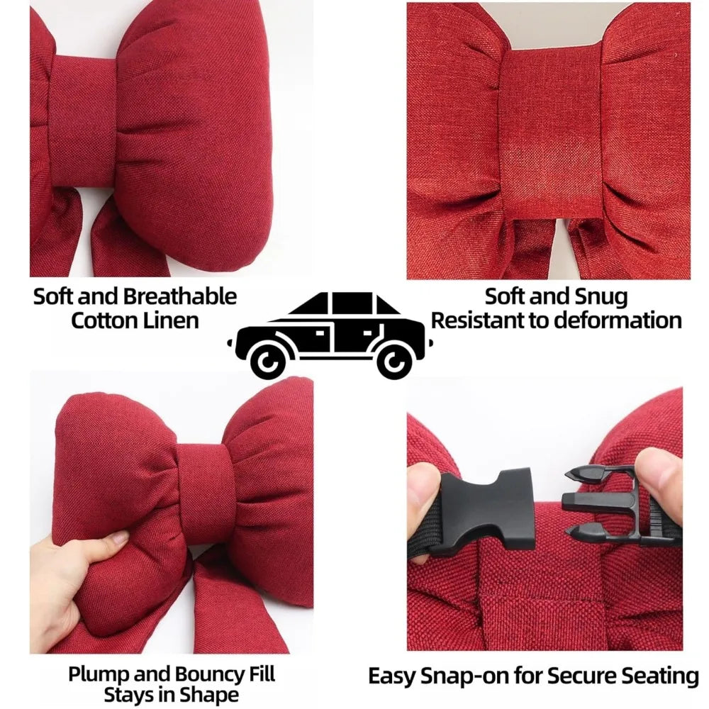 Cute Bowknot Car Neck Pillow – Plush Headrest for Comfortable Drives