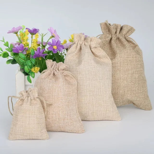 Natural Jute Gift Bags with Drawstring (5 Sizes)