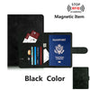 Porta-pasaporte negro con funciones de bloqueo RFID y múltiples ranuras para documentos