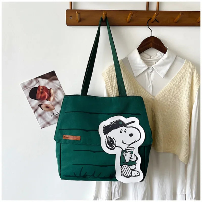 Snoopy Canvas Tote Bag with Crossbody Strap