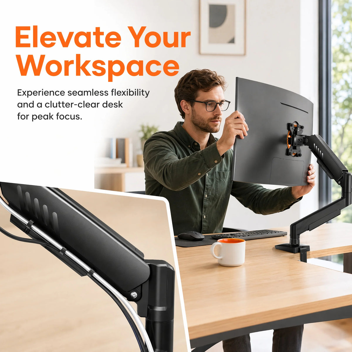 Fully Adjustable Single Monitor Arm for 13–34 Inch Screens