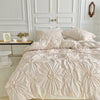 Beige Three-Dimensional Floral Duvet Cover Set
