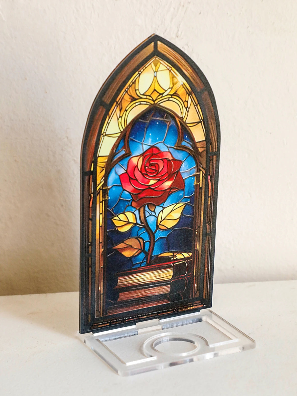 Acrylic Rose Gothic Arch Bookend for Bookshelf Decor