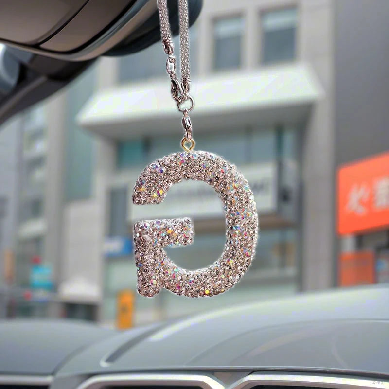 Rhinestone Letter Car Rearview Mirror Pendant