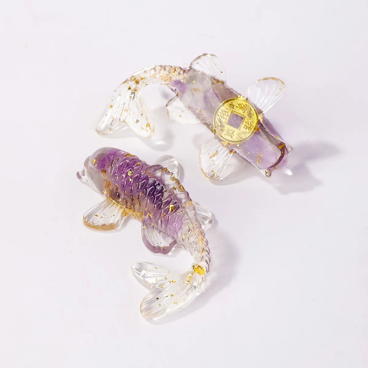 Natural Crystal Goldfish Figurine Feng Shui Decor