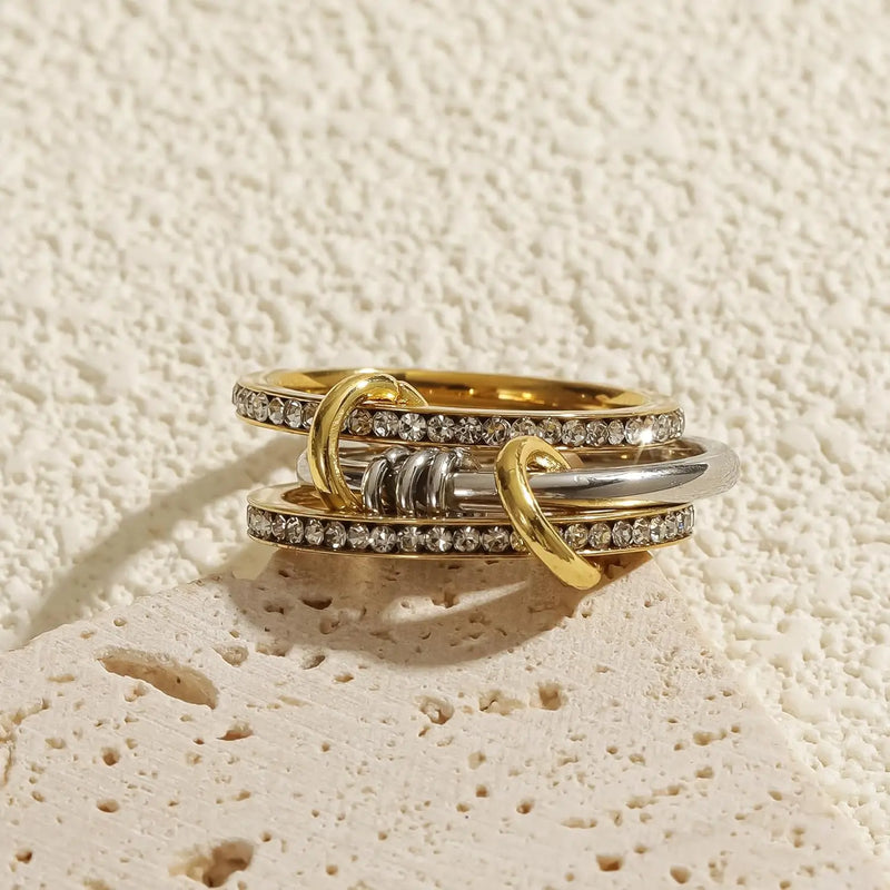 Stainless Steel Cubic Zirconia Stackable Rings