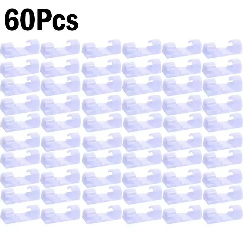 60 pieces of clear self-adhesive cable clips for wire management