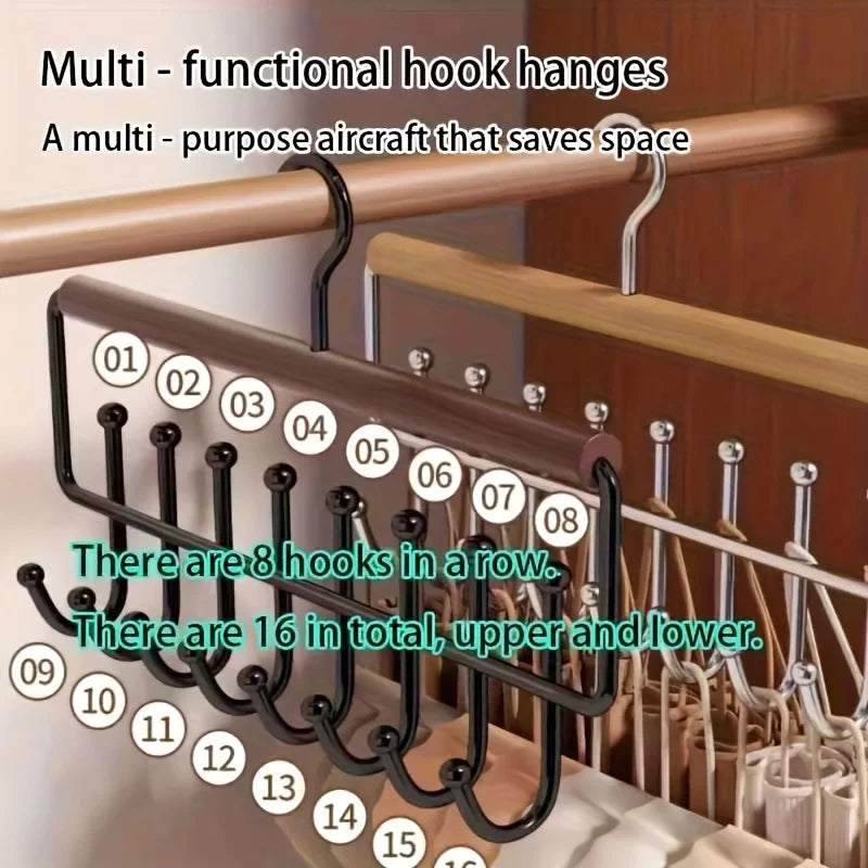 Wall-Mounted Metal Coat Rack with 8 Hooks