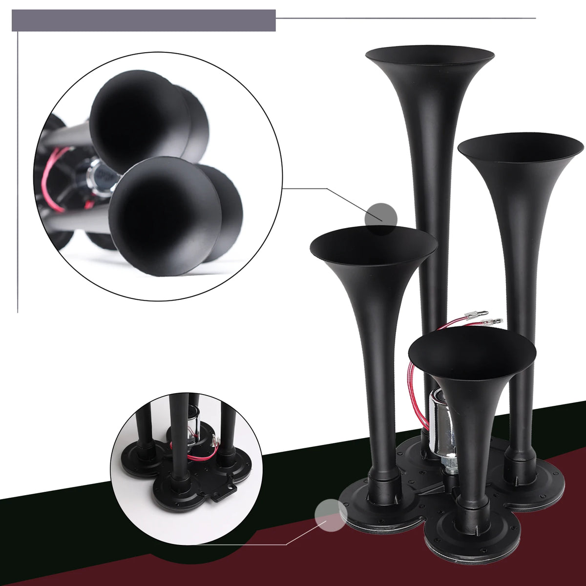 4 Trumpet Air Horn Kit with Solenoid Valve for Trucks and Vehicles