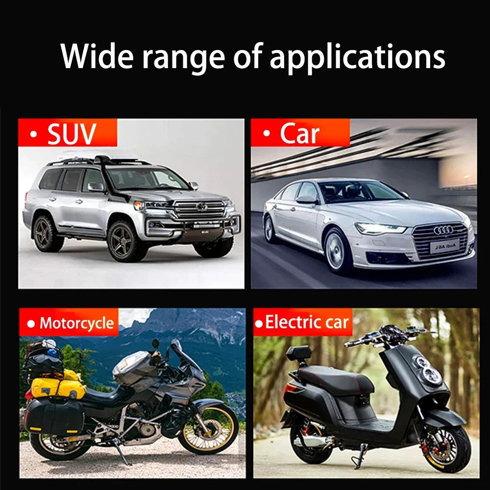 A collection of tire repair nail kits for cars, motorcycles, and bicycles shown in various contexts.