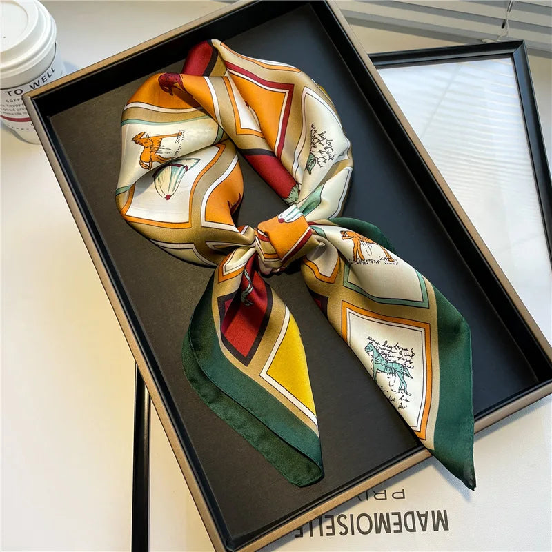 Silk-Feel Square Scarf for Women