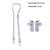 A set of light blue leather mini bag straps with alloy buckles and adjustable lengths.
