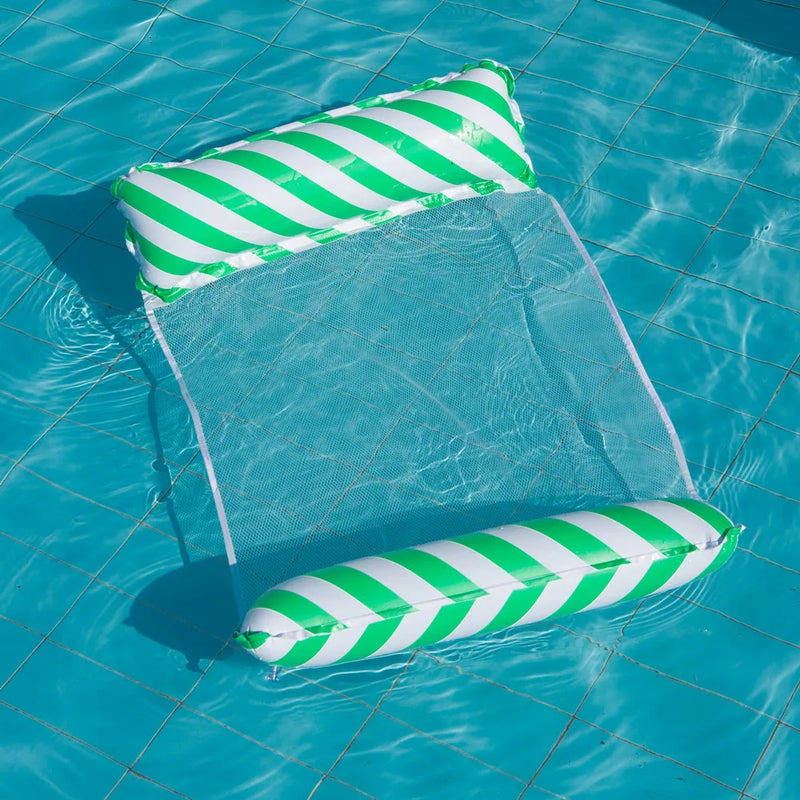 Striped Inflatable Lounge Chair with Net Backrest