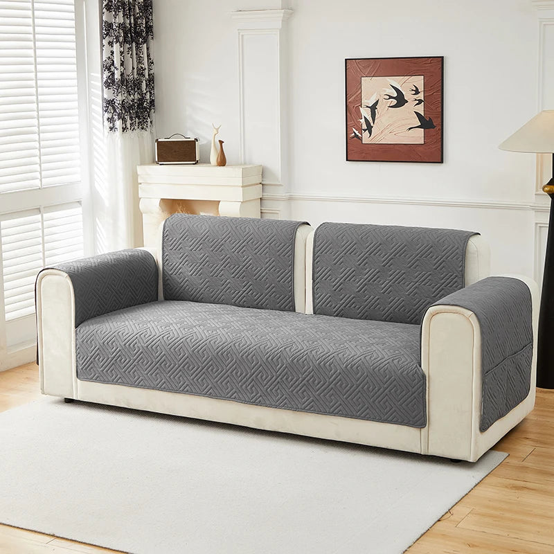 Geometric Quilted Sofa Cover – Soft, Stretchable Protection for Any Seat
