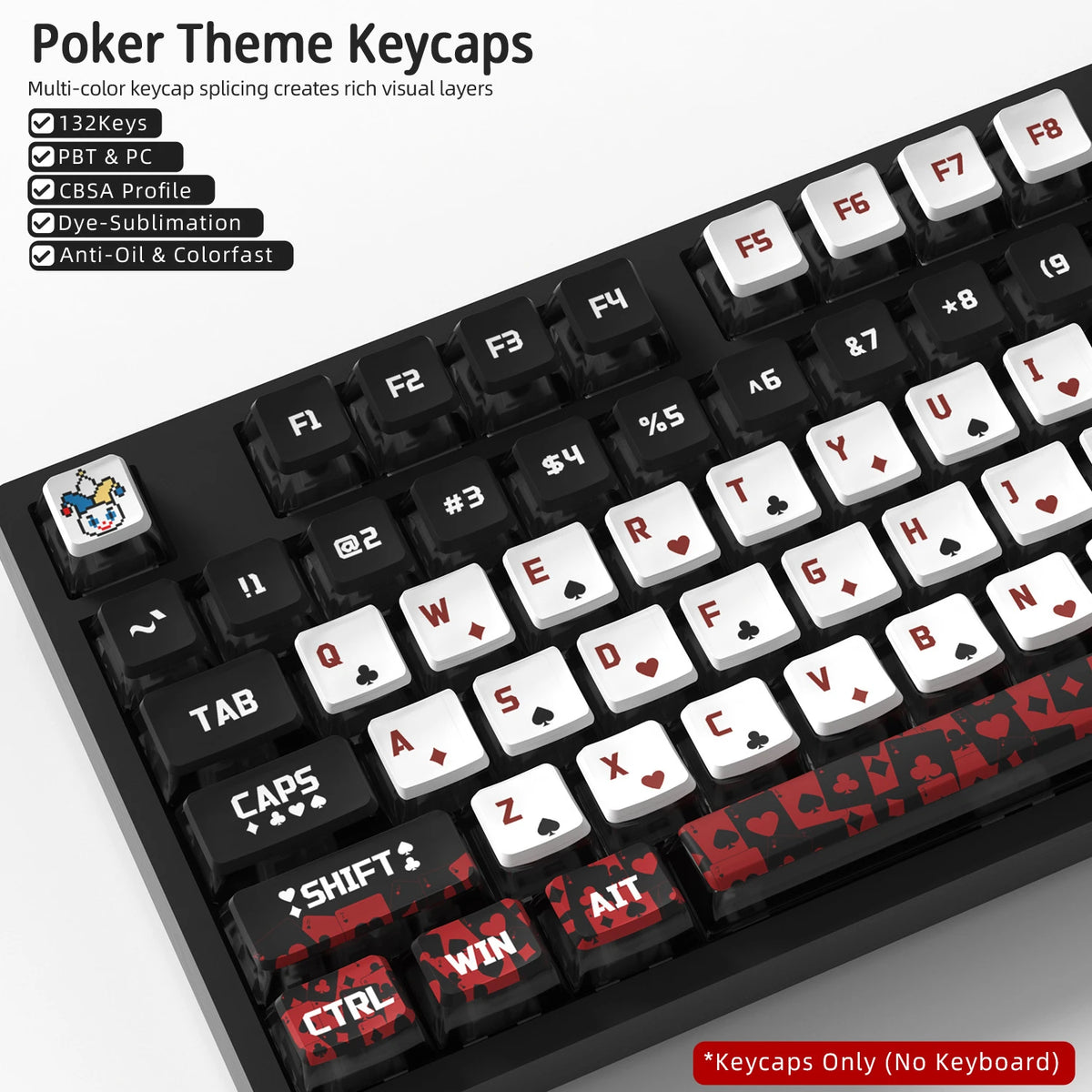 Poker Four-Sided Backlight Keycaps Set - 132 Keys PBT+PC Double-Shot for MX Switches