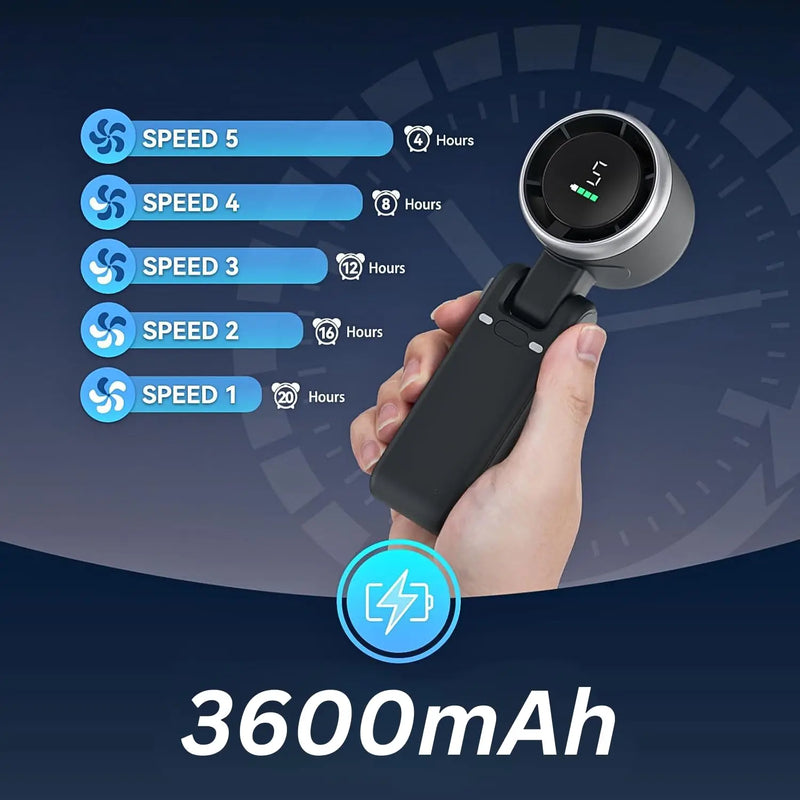 Portable Turbo Hand Fan with 5 Speed Settings