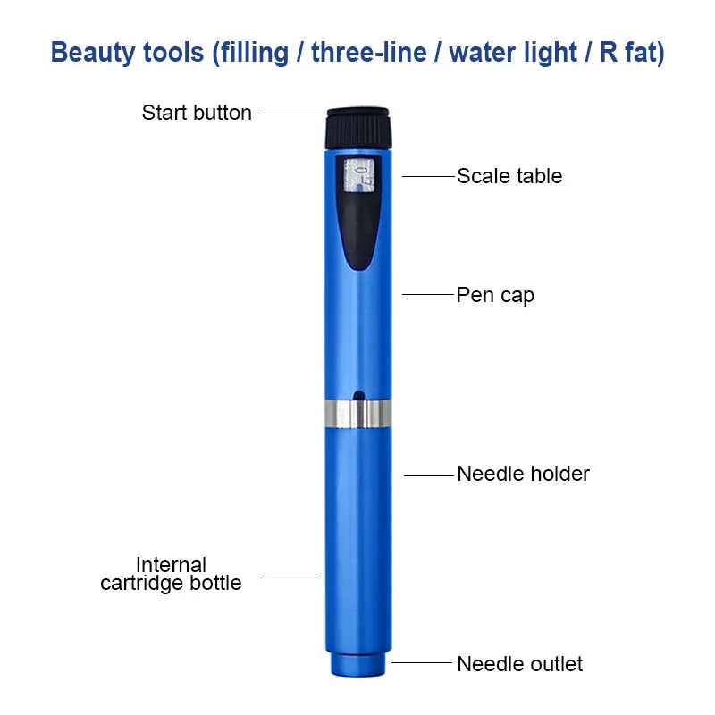 Reusable Metal Injection Pen - Adjustable Dosage 0-60 IU with Carrying Case