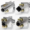 A set of heavy-duty welding pipe clamp pliers used for round tube butt joints, shown in various angles.