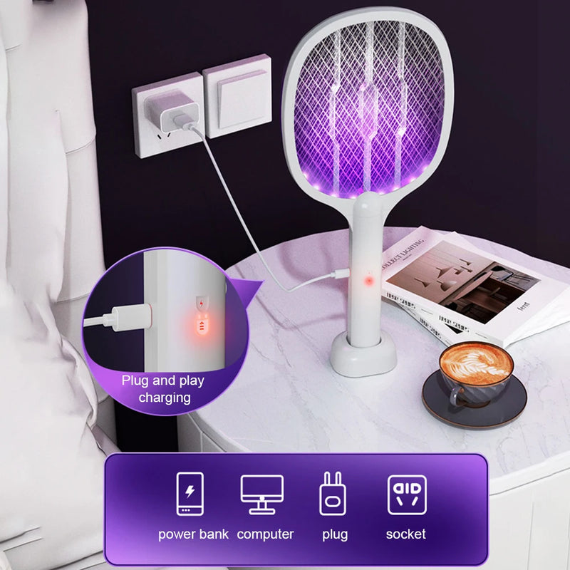 Rechargeable 2-in-1 Electric Fly Swatter & Mosquito Trap Lamp