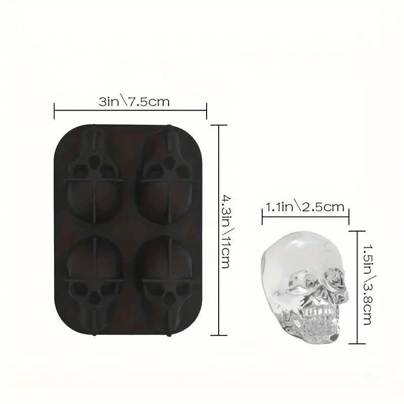 Skull and Diamond Silicone Ice Cube Mold Tray with Lid