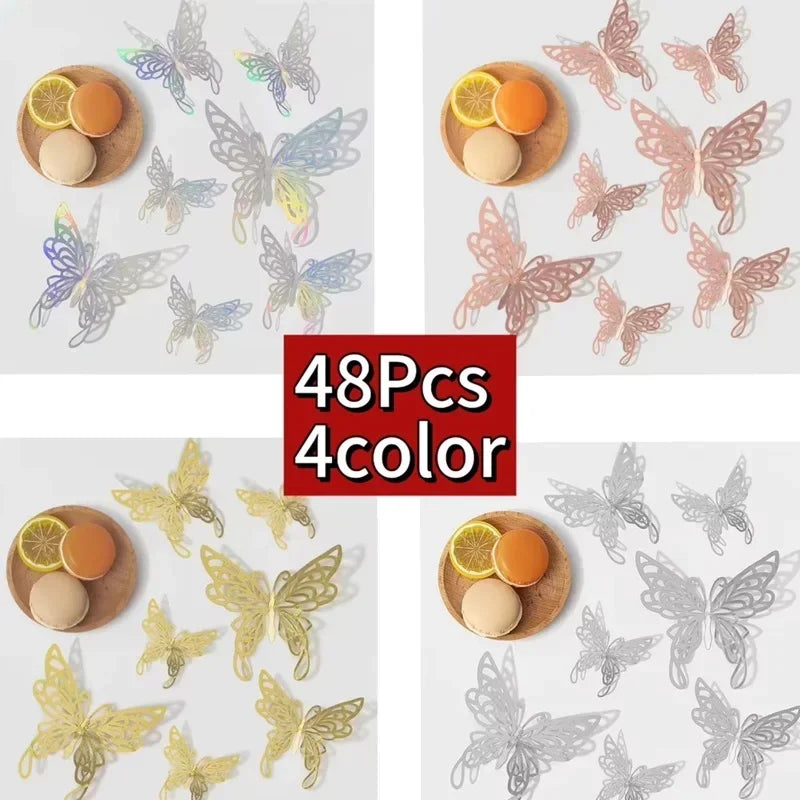 3D Rose Gold Butterfly Wall Decals for Home Decor