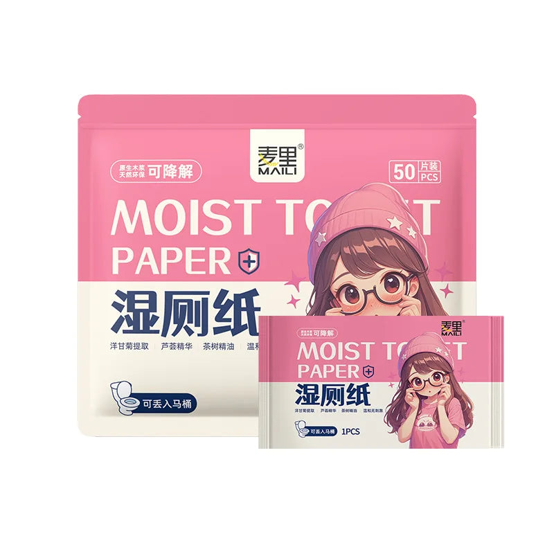 Flushable Wet Toilet Wipes - Alcohol-Free & Biodegradable