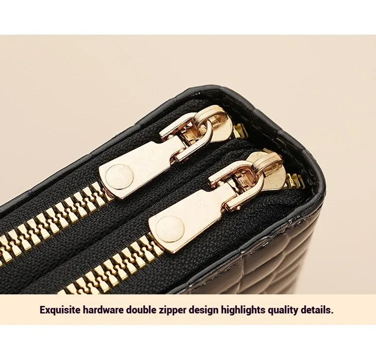Alphabet Flower Double-Zip Card Wallet with Secure Clasp