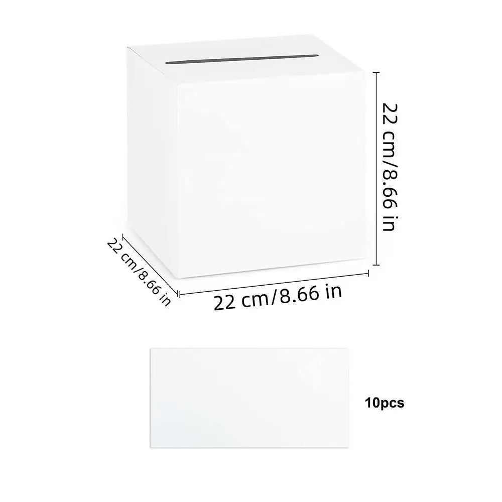 Elegant White & Black Wedding Card Box with Greeting Cards