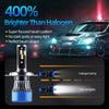 Comparison showing a traditional halogen lamp next to an LED car light bulb, highlighting the brightness difference.