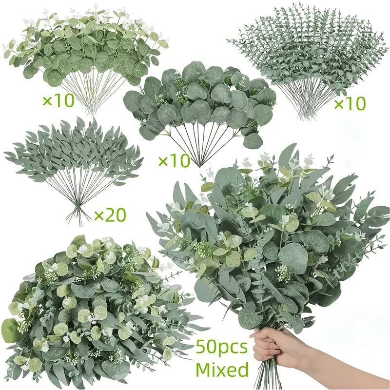 Artificial Eucalyptus & Floral Bouquet Mix for Home and Events