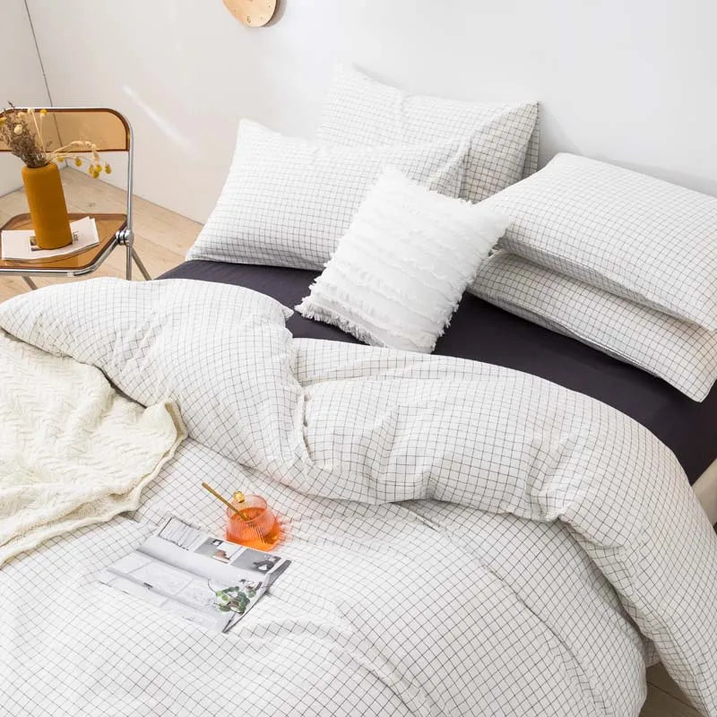 Green Plaid 3-Piece Duvet Cover Set