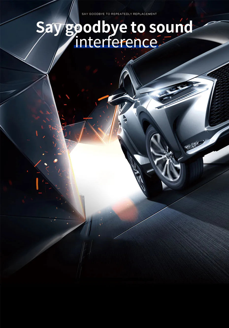A close-up of a silver car door with a black self-adhesive seal strip being applied, demonstrating sound interference protect