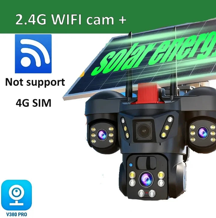 Solar-Powered Triple-Lens PTZ Security Camera