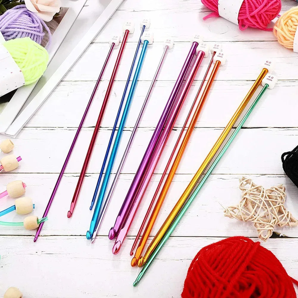 Multicolor Tunisian Afghan Crochet Hook Set (11 Sizes, 2–8 mm)