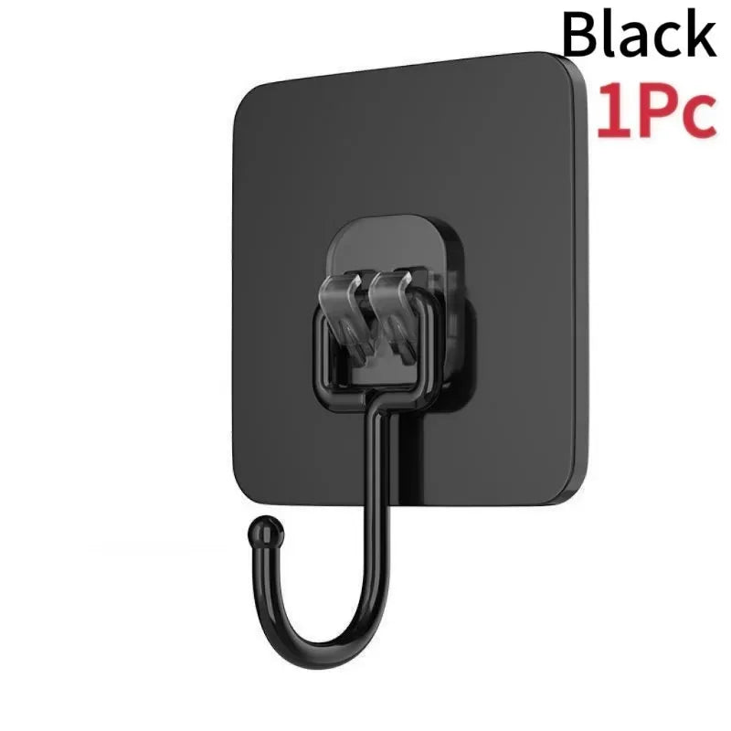 Black self-adhesive rotating wall hooks for storage