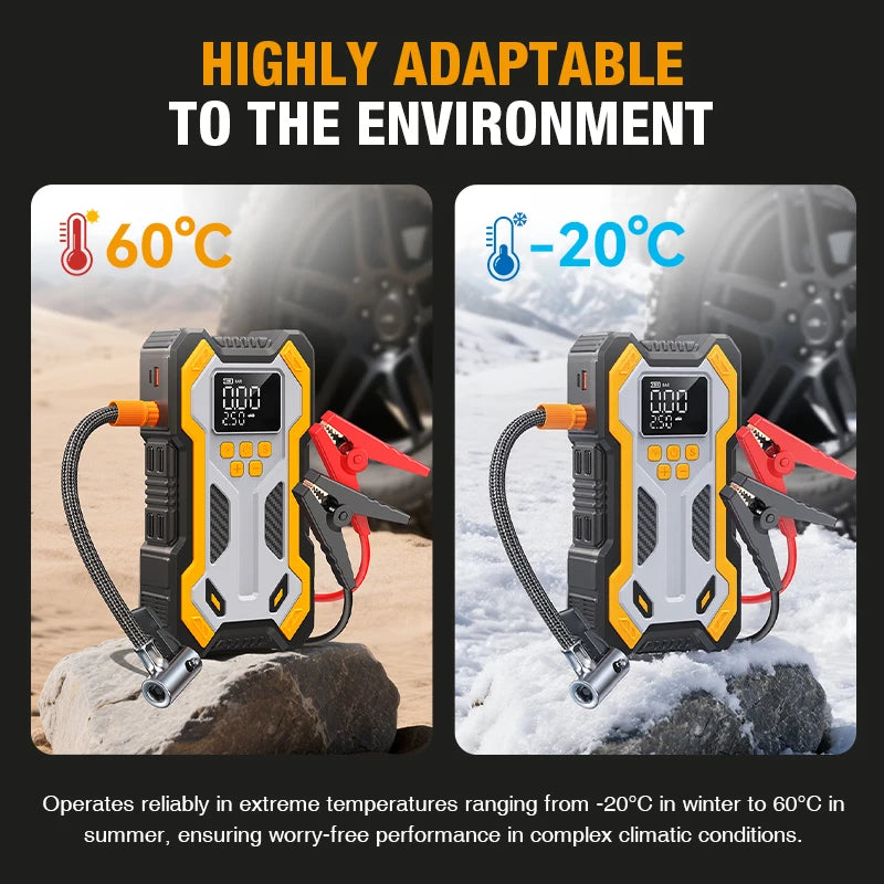 Portable Car Jump Starter with Built-in Air Compressor