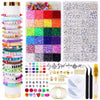 A kit for DIY jewelry making featuring rainbow polymer clay beads, letters, and various colored beads.