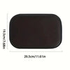 A rectangular, dark brown plush car armrest cushion with dimensions of 19.5cm x 29.5cm.