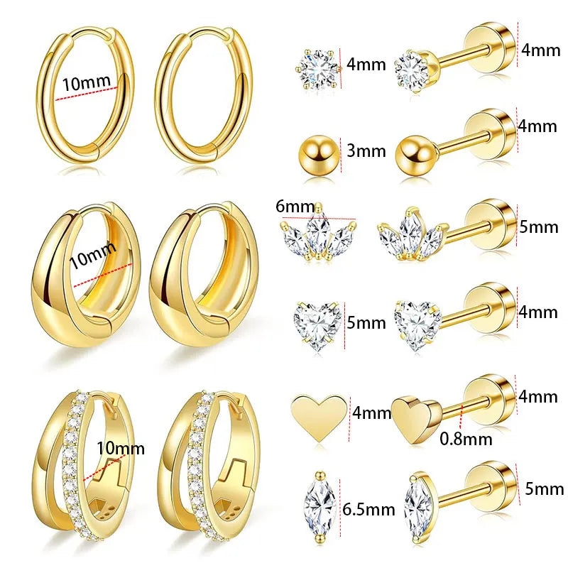 Moon-Shaped Stainless Steel Flatback Earrings
