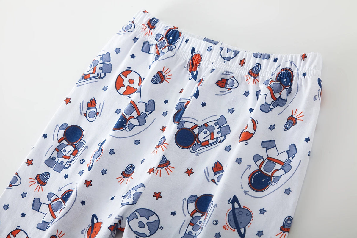 Kids' Cotton Cartoon Astronaut Pajama Set