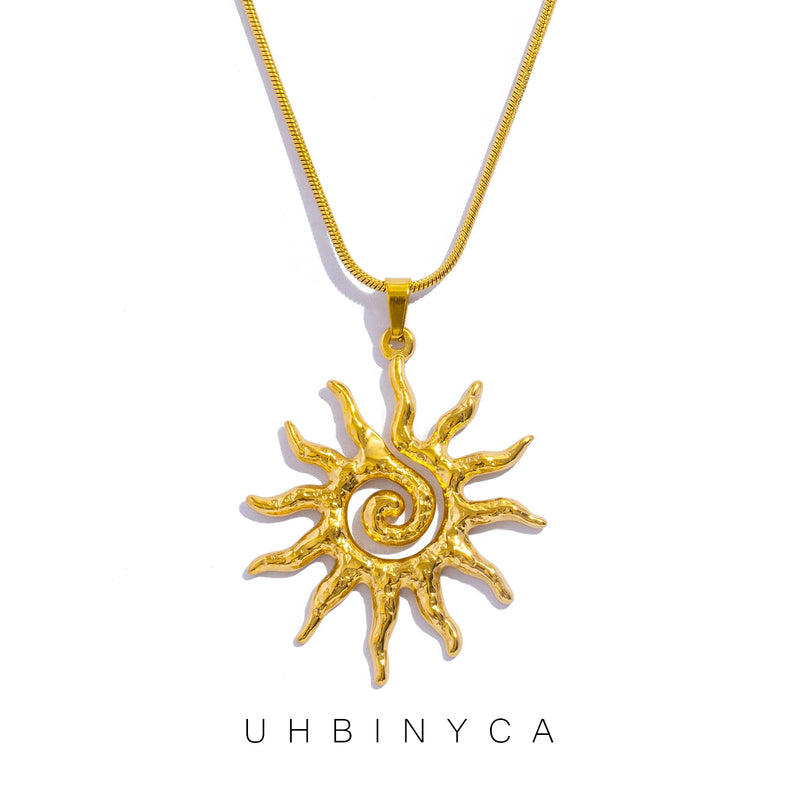 Spiral Sun Pendant Necklace