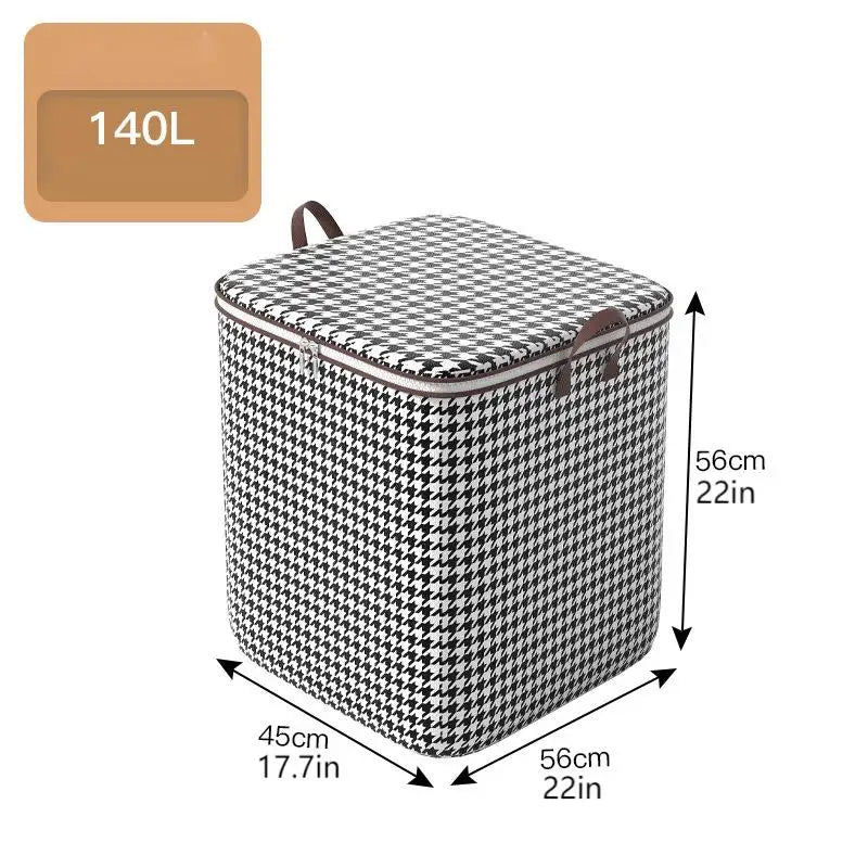 A rectangular storage bag with a checkered pattern, measuring 56cm by 56cm.