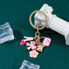 Enamel Heart & Bow Keychain with Flower Charm