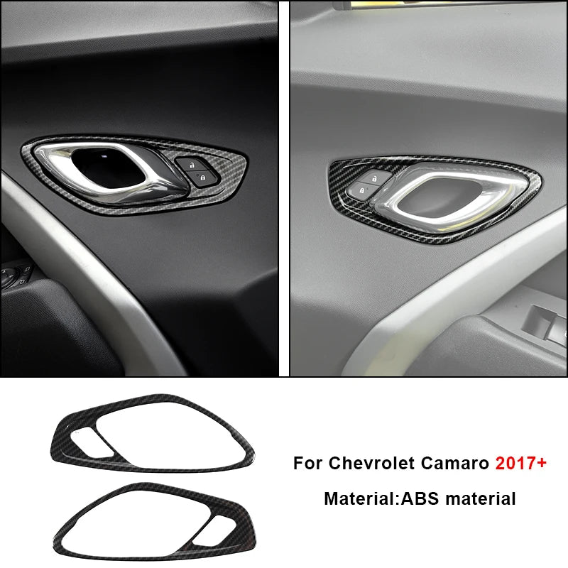 Carbon fiber interior trim kit for Chevrolet Camaro 2017+ featuring headlight accents made of ABS material