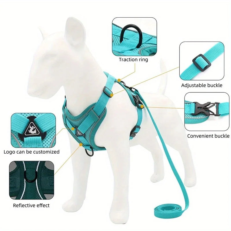 Adjustable Reflective Dog Harness & Leash Set