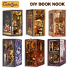 DIY book nook kit featuring an ornate bookstore display with intricate details and LED lighting.